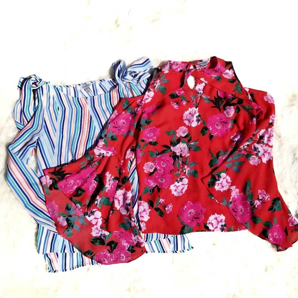 Bundle of 2 Belle and Sky cold shoulder blouse S